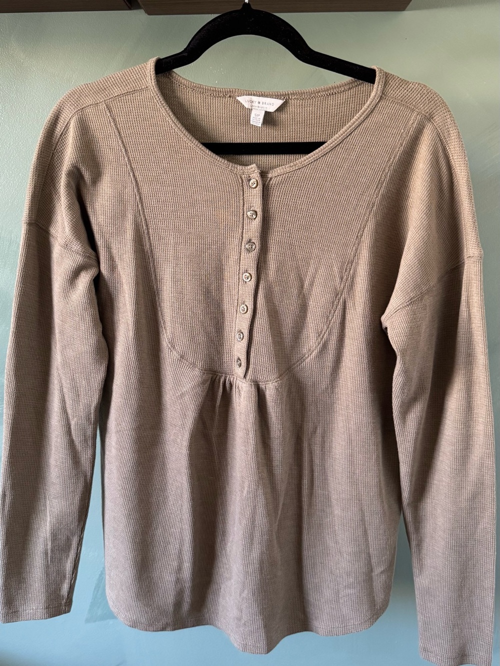 Olive Green Long-Sleeve Henley Top